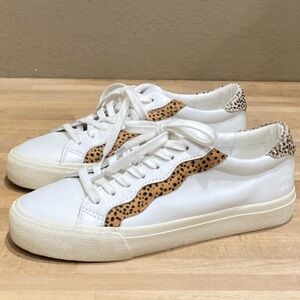 Madewell Sidewalk Low-Top Sneakers Leather and Calf Hair Lace-up Shoe